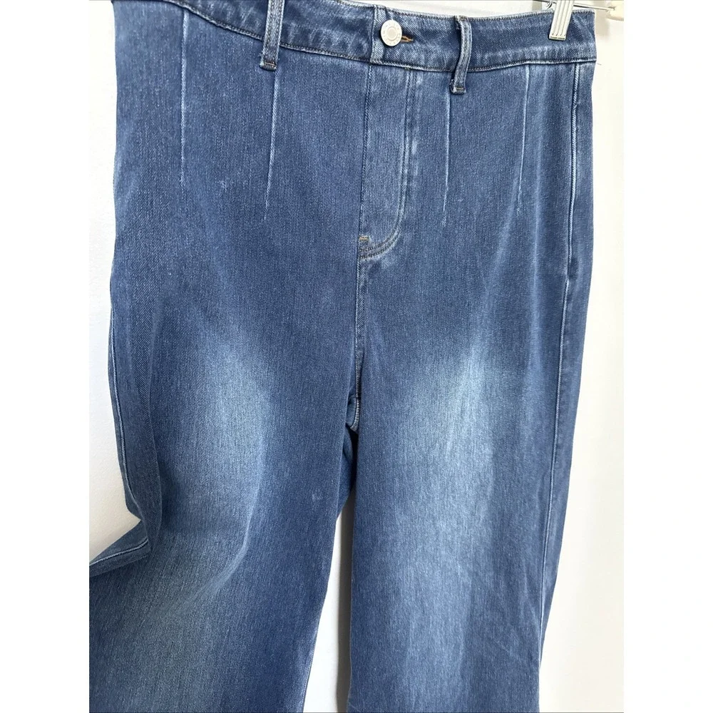 Halara Flex High Waisted Tummy Control Wide Leg Casual  Blue Jeans Size Petite L - Picture 14 of 16